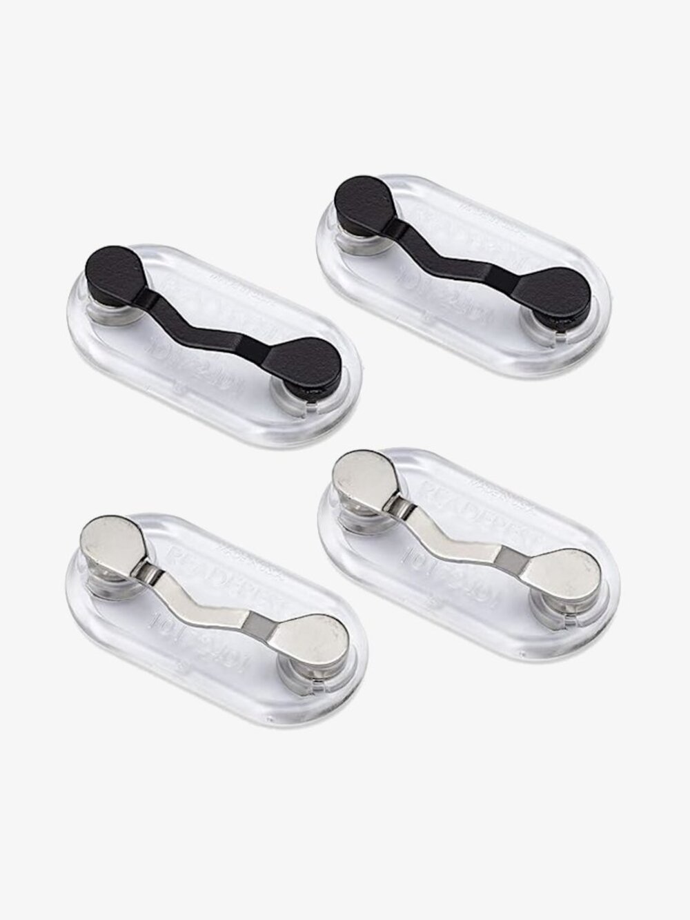 Readerest Magnetic Eyeglass Holders, Black, Stainless, 4pk